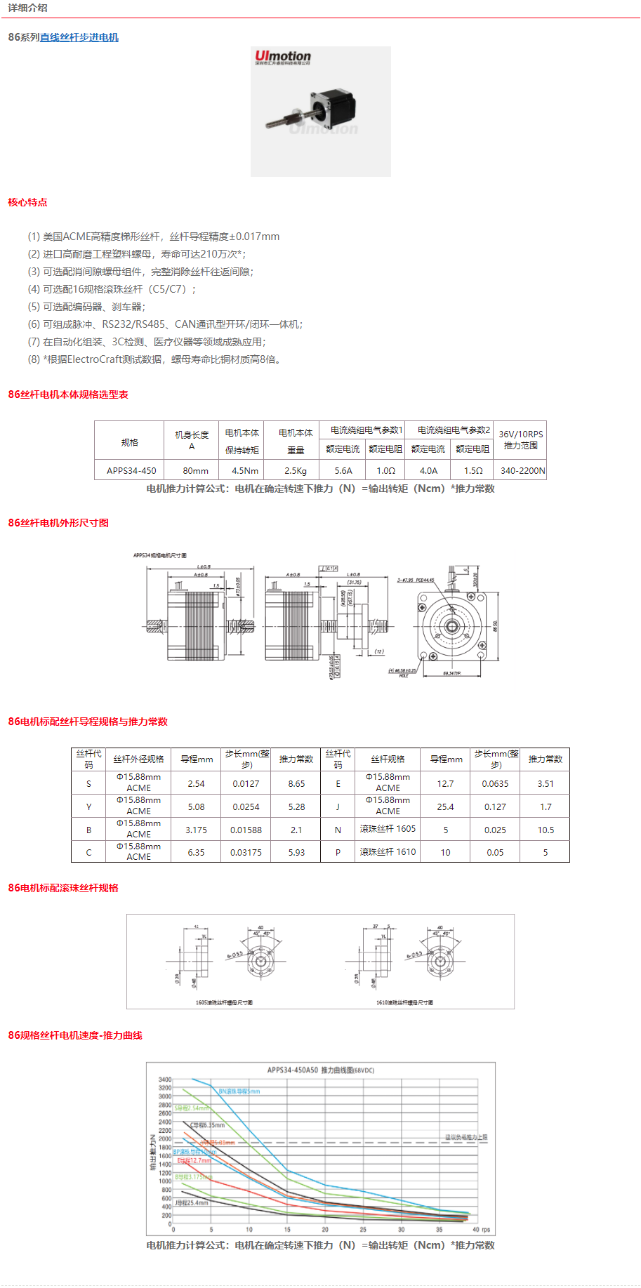 86系列APPS34丝杆电机