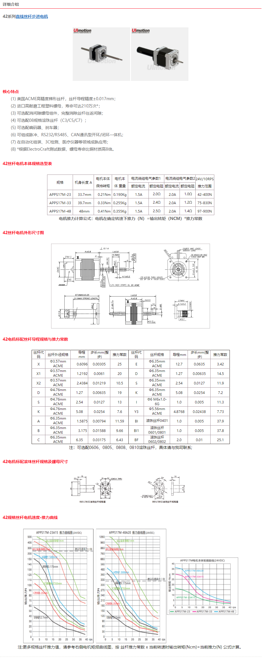 42系列APPS17M丝杆电机